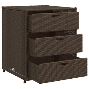 vidaXL Patio Storage Cabinet Brown 21.7"x23.2"x27.2" Poly Rattan-36