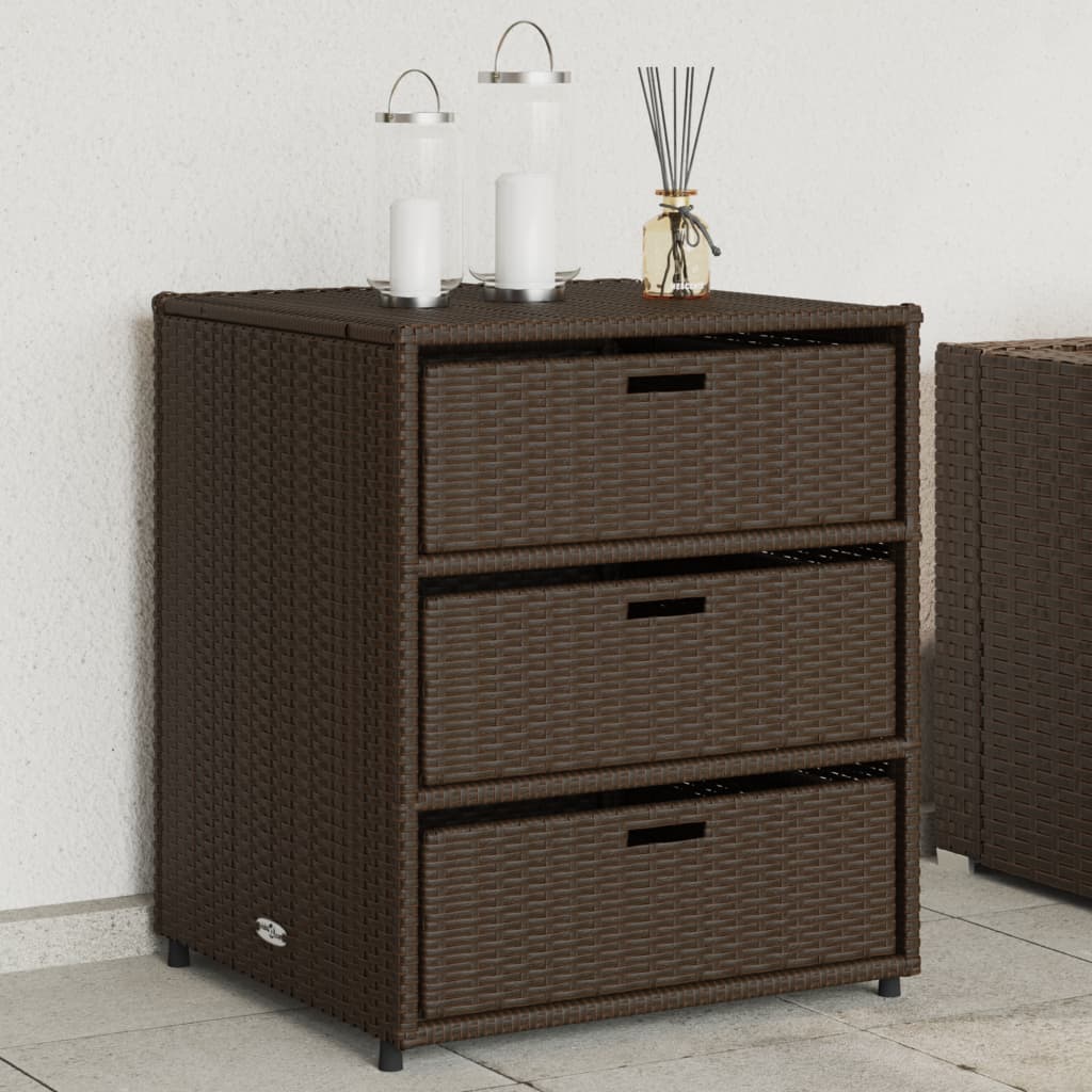 vidaXL Patio Storage Cabinet Brown 21.7"x23.2"x27.2" Poly Rattan-8