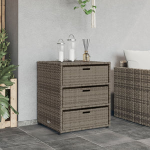 vidaXL Patio Storage Cabinet Brown 21.7"x23.2"x27.2" Poly Rattan-54