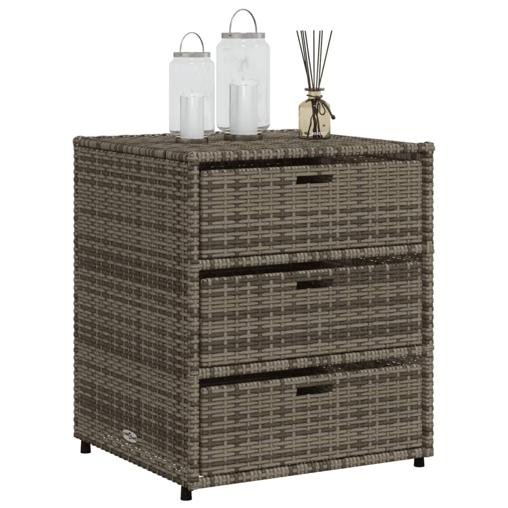 vidaXL Patio Storage Cabinet Brown 21.7"x23.2"x27.2" Poly Rattan-66