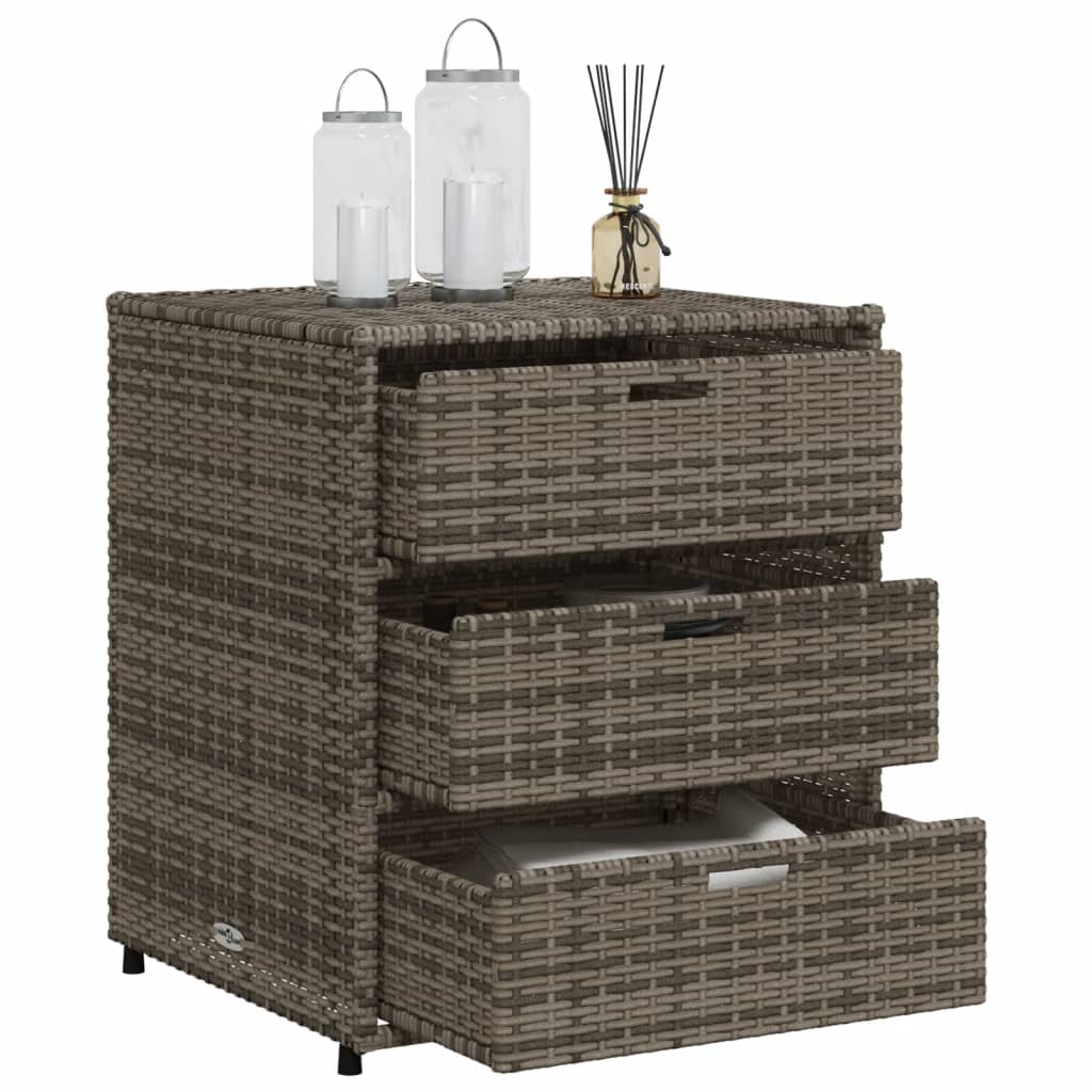 vidaXL Patio Storage Cabinet Brown 21.7"x23.2"x27.2" Poly Rattan-5