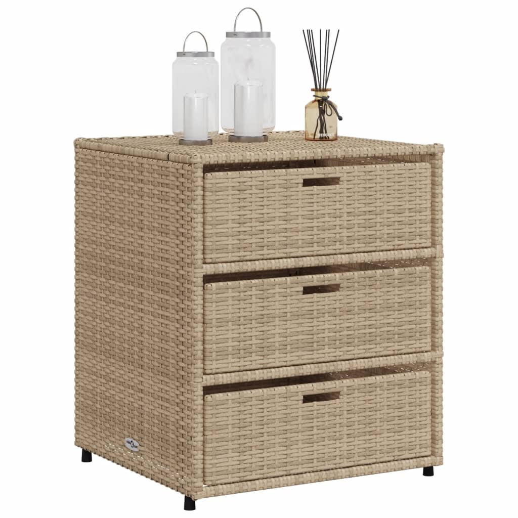 vidaXL Patio Storage Cabinet Brown 21.7"x23.2"x27.2" Poly Rattan-55