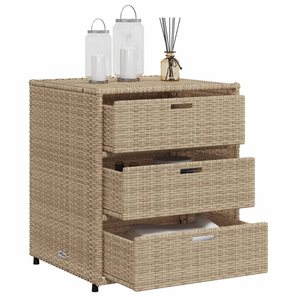 vidaXL Patio Storage Cabinet Brown 21.7"x23.2"x27.2" Poly Rattan-61