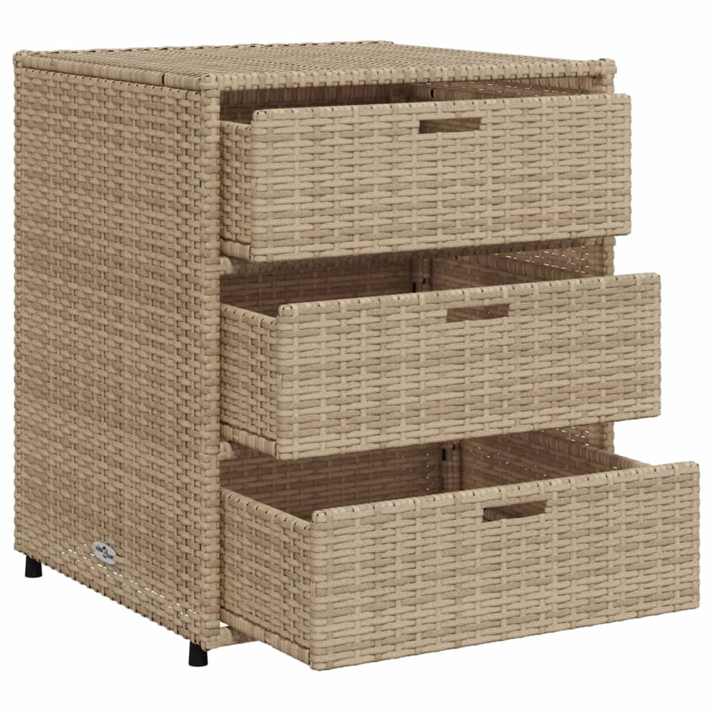 vidaXL Patio Storage Cabinet Brown 21.7"x23.2"x27.2" Poly Rattan-3