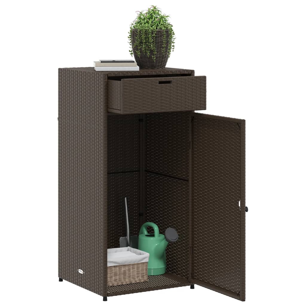 vidaXL Patio Storage Cabinet Beige 21.7"x21.7"x43.7" Poly Rattan-17