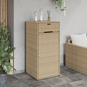 vidaXL Patio Storage Cabinet Beige 21.7"x21.7"x43.7" Poly Rattan-16