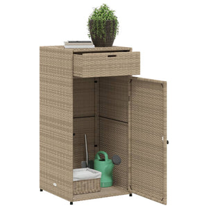 vidaXL Patio Storage Cabinet Beige 21.7"x21.7"x43.7" Poly Rattan-34