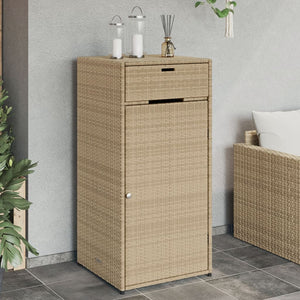 vidaXL Patio Storage Cabinet Beige 21.7"x21.7"x43.7" Poly Rattan-10