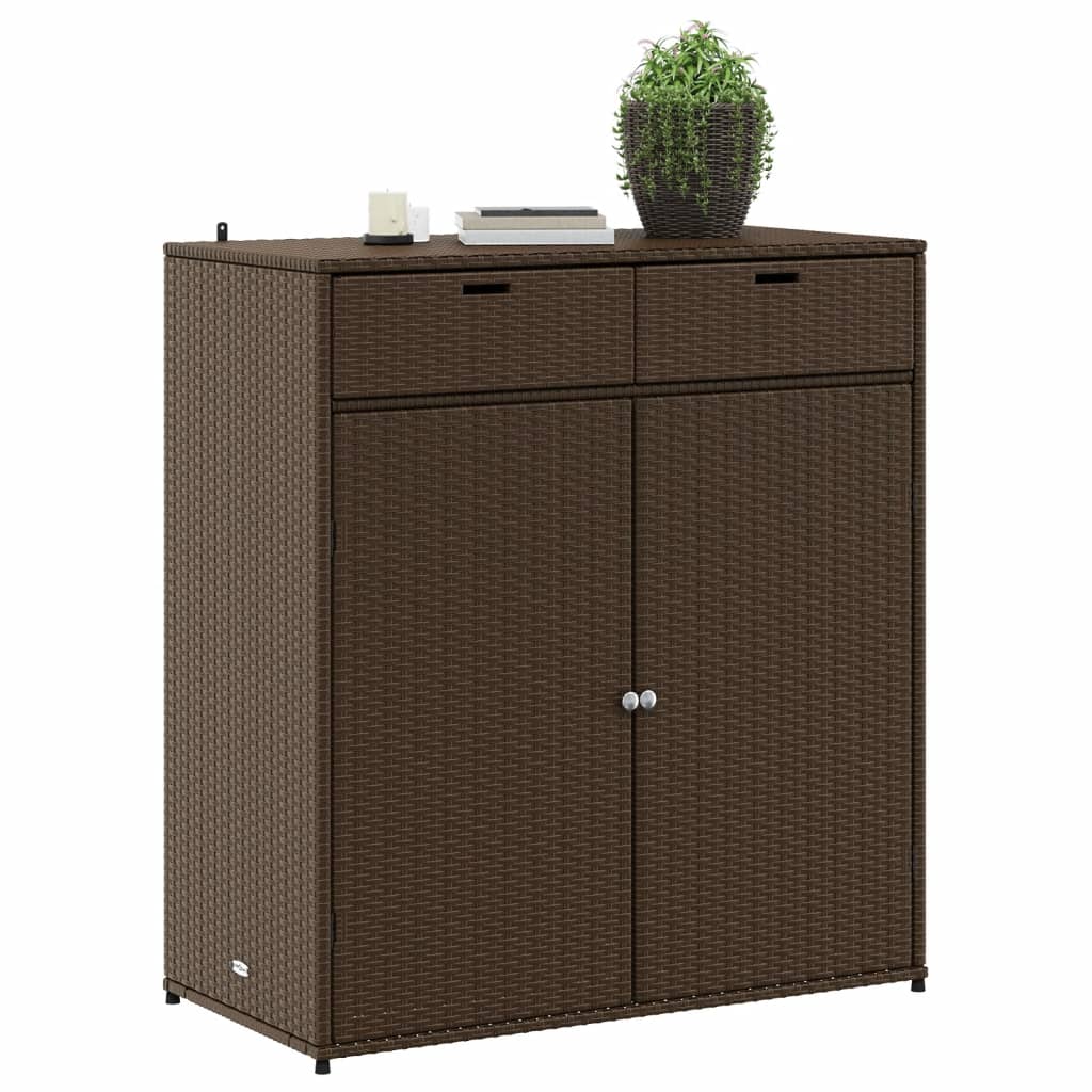 vidaXL Patio Storage Cabinet Beige 21.7"x21.7"x43.7" Poly Rattan-12