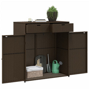 vidaXL Patio Storage Cabinet Beige 21.7"x21.7"x43.7" Poly Rattan-18