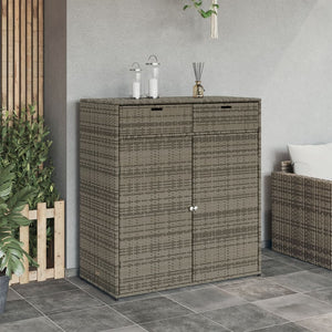 vidaXL Patio Storage Cabinet Beige 21.7"x21.7"x43.7" Poly Rattan-53