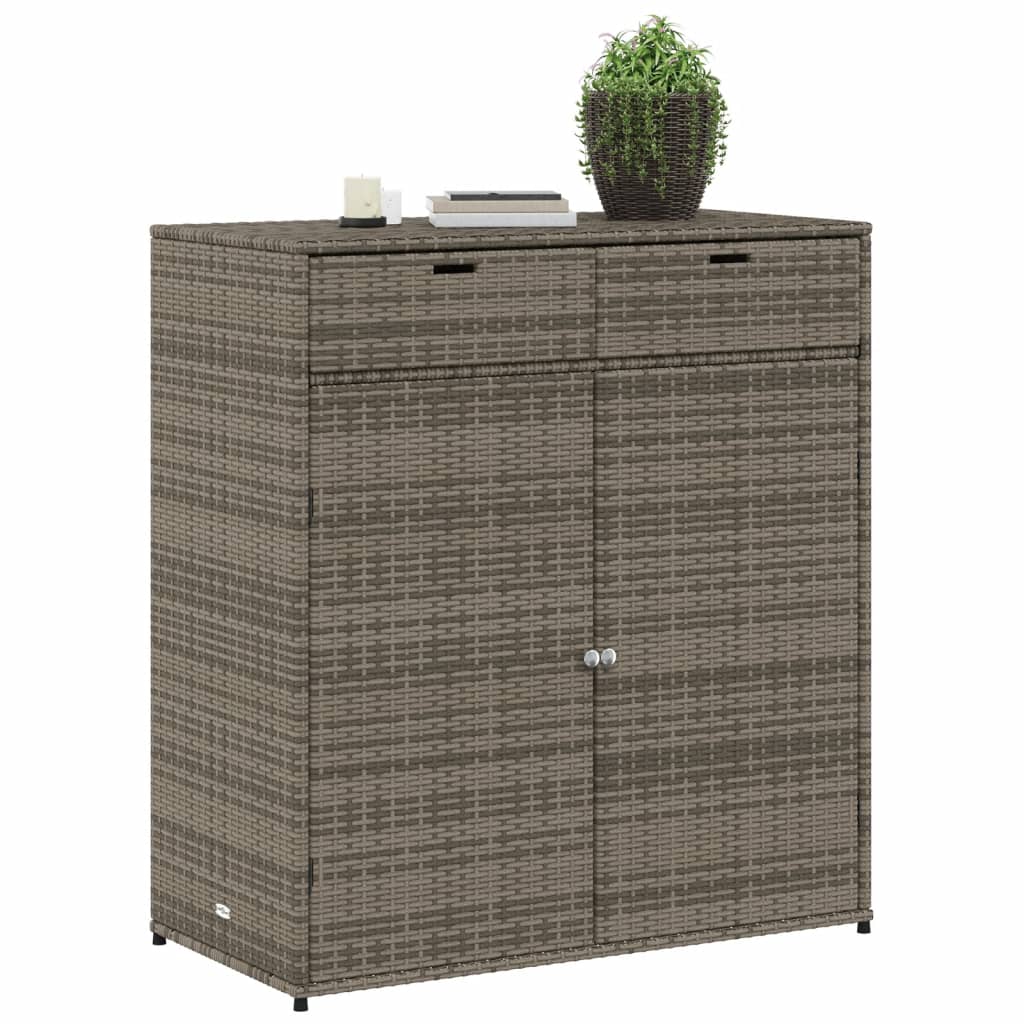 vidaXL Patio Storage Cabinet Beige 21.7"x21.7"x43.7" Poly Rattan-3