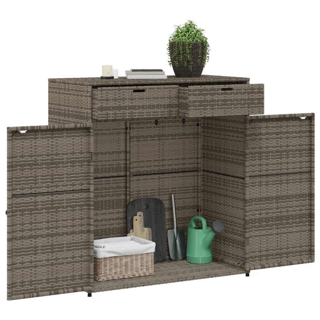 vidaXL Patio Storage Cabinet Beige 21.7"x21.7"x43.7" Poly Rattan-9