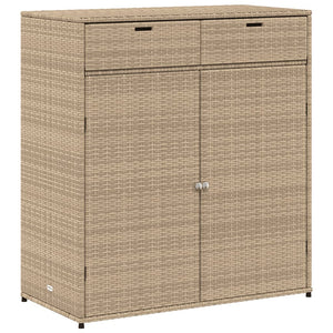 vidaXL Patio Storage Cabinet Beige 21.7"x21.7"x43.7" Poly Rattan-57