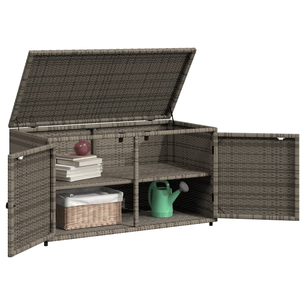 vidaXL Patio Storage Cabinet Beige 43.3"x21.7"x23.8" Poly Rattan-10