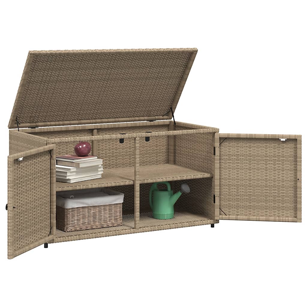 vidaXL Patio Storage Cabinet Beige 43.3"x21.7"x23.8" Poly Rattan-23