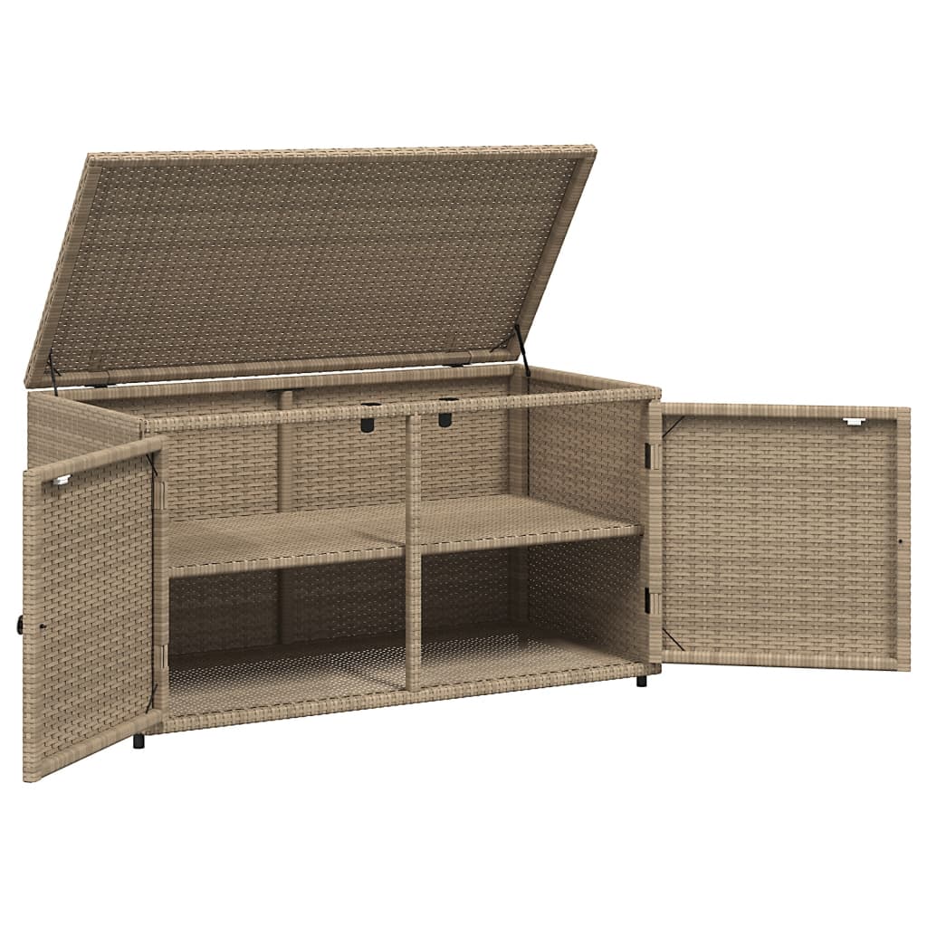 vidaXL Patio Storage Cabinet Beige 43.3"x21.7"x23.8" Poly Rattan-27