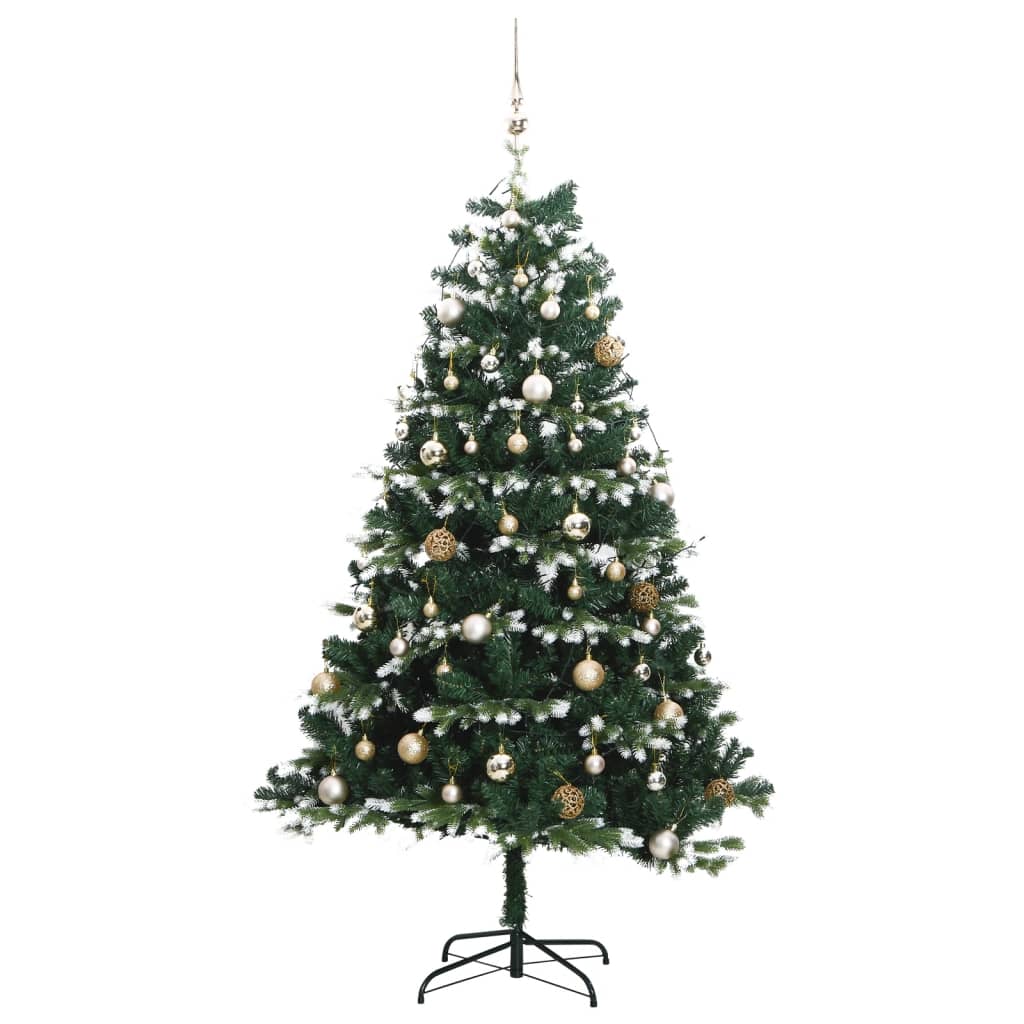 vidaXL Artificial Hinged Christmas Tree 150 LEDs & Ball Set 47.2"-2