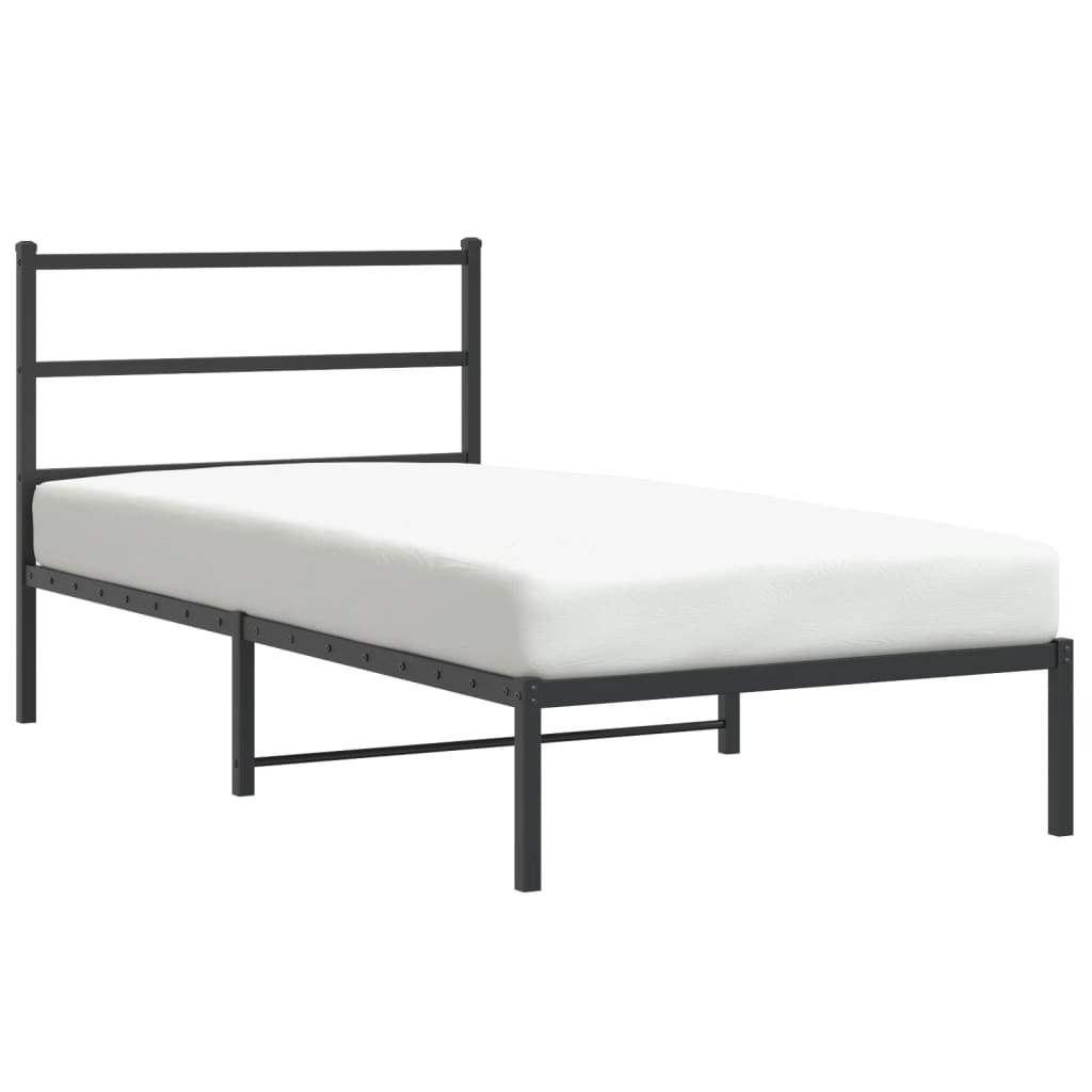 vidaXL Metal Bed Frame with Headboard Black 39.4"x78.7"-2