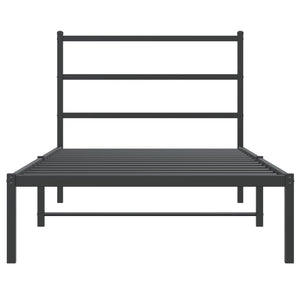 vidaXL Metal Bed Frame with Headboard Black 39.4"x78.7"-3