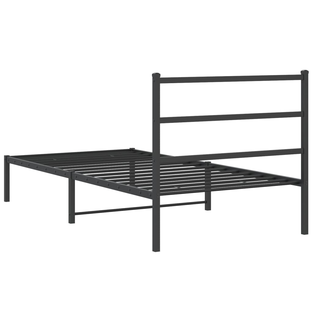 vidaXL Metal Bed Frame with Headboard Black 39.4"x78.7"-5