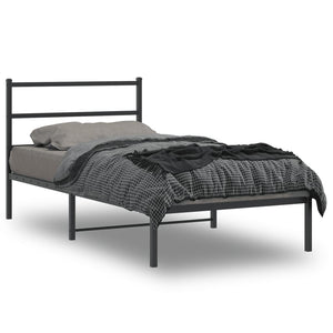 vidaXL Metal Bed Frame with Headboard Black 39.4"x78.7"-0