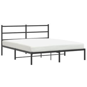 vidaXL Metal Bed Frame with Headboard Black 59.1"x78.7"-2