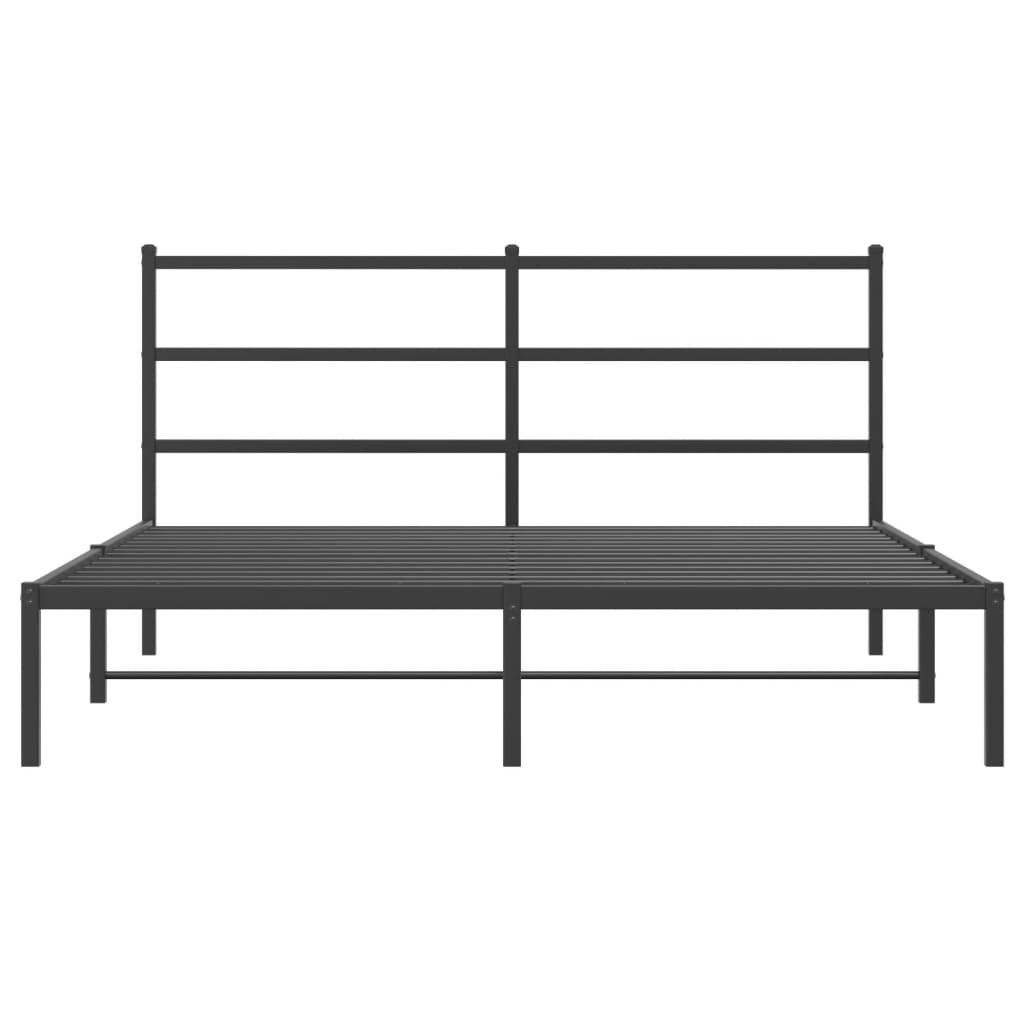 vidaXL Metal Bed Frame with Headboard Black 59.1"x78.7"-3