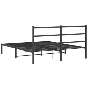 vidaXL Metal Bed Frame with Headboard Black 59.1"x78.7"-5