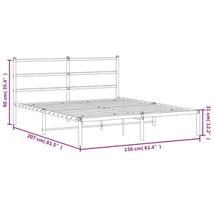 vidaXL Metal Bed Frame with Headboard Black 59.1"x78.7"-7