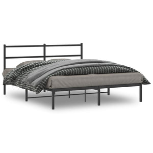 vidaXL Metal Bed Frame with Headboard Black 59.1"x78.7"-0