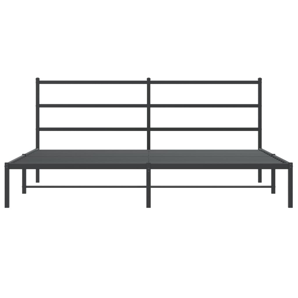 vidaXL Metal Bed Frame with Headboard Black 76"x79.9" King-3