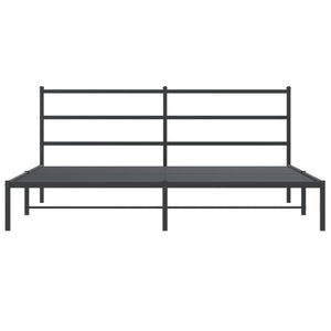 vidaXL Metal Bed Frame with Headboard Black 76"x79.9" King-3