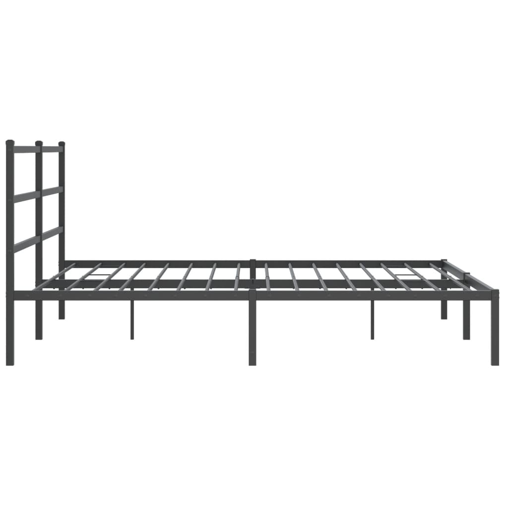 vidaXL Metal Bed Frame with Headboard Black 76"x79.9" King-4