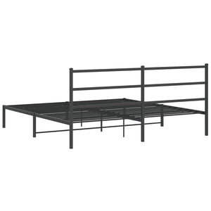 vidaXL Metal Bed Frame with Headboard Black 76"x79.9" King-5