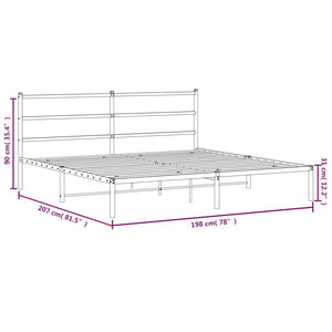 vidaXL Metal Bed Frame with Headboard Black 76"x79.9" King-7