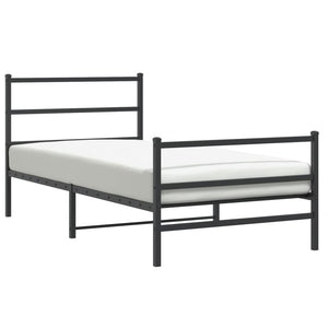 vidaXL Metal Bed Frame with Headboard and Footboard Black 39.4"x78.7"-2