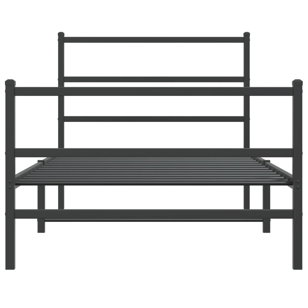 vidaXL Metal Bed Frame with Headboard and Footboard Black 39.4"x78.7"-3