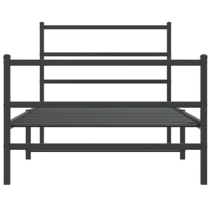 vidaXL Metal Bed Frame with Headboard and Footboard Black 39.4"x78.7"-3