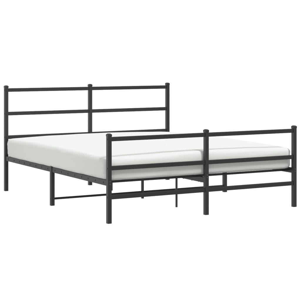 vidaXL Metal Bed Frame with Headboard and Footboard Black 59.1"x78.7"-2