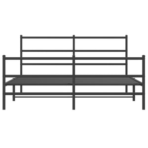 vidaXL Metal Bed Frame with Headboard and Footboard Black 59.1"x78.7"-3