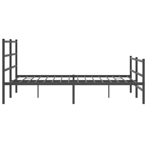 vidaXL Metal Bed Frame with Headboard and Footboard Black 59.1"x78.7"-4