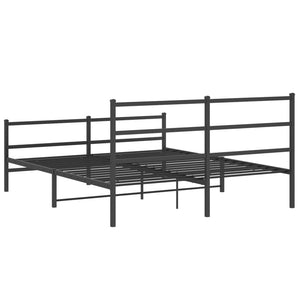 vidaXL Metal Bed Frame with Headboard and Footboard Black 59.1"x78.7"-5