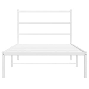 vidaXL Metal Bed Frame with Headboard White 39.4"x78.7"-3