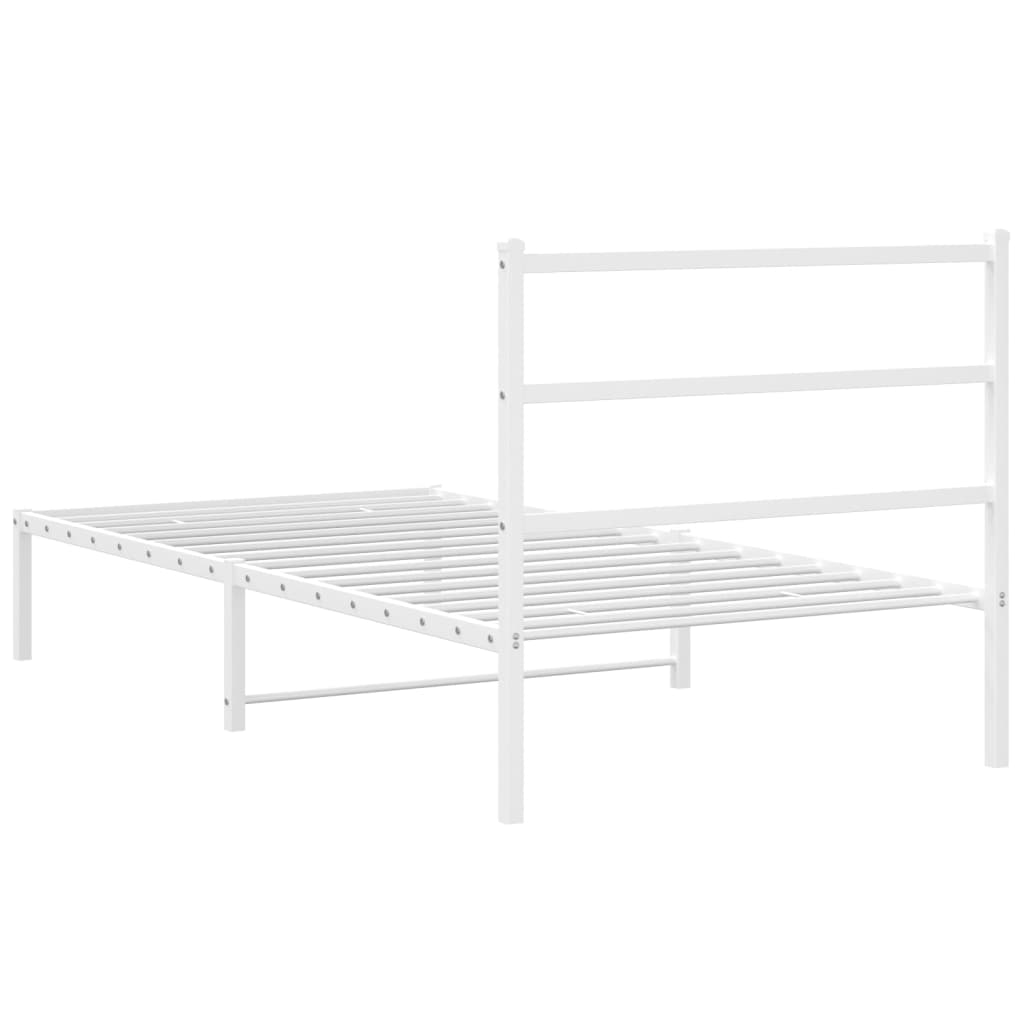 vidaXL Metal Bed Frame with Headboard White 39.4"x78.7"-5