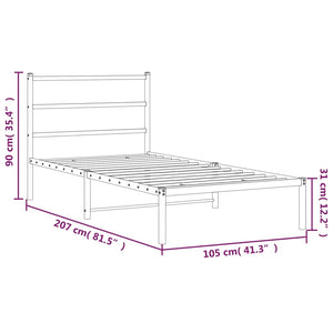 vidaXL Metal Bed Frame with Headboard White 39.4"x78.7"-7