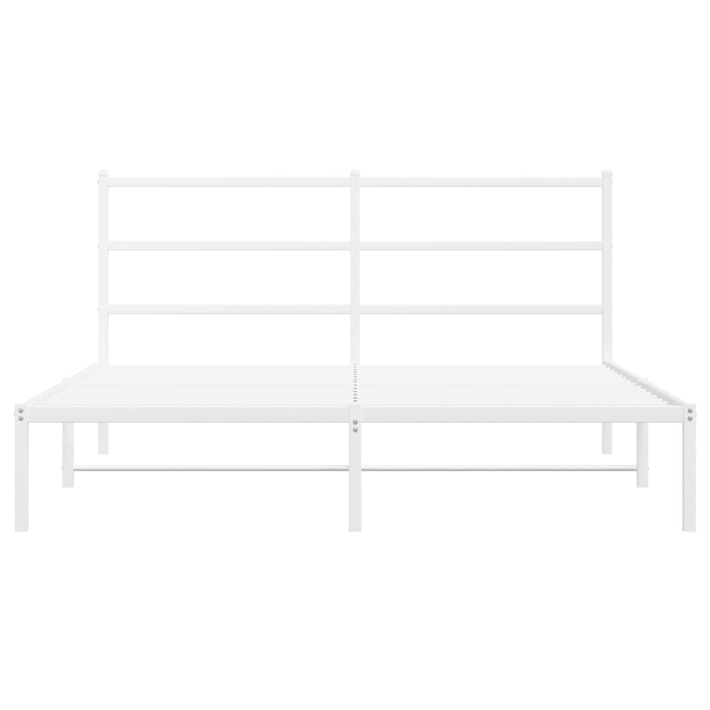 vidaXL Metal Bed Frame with Headboard White 59.1"x78.7"-3