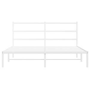 vidaXL Metal Bed Frame with Headboard White 59.1"x78.7"-3