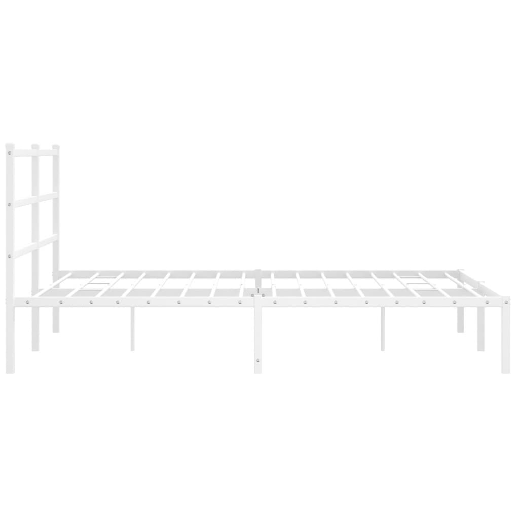 vidaXL Metal Bed Frame with Headboard White 59.1"x78.7"-4