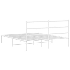 vidaXL Metal Bed Frame with Headboard White 59.1"x78.7"-5